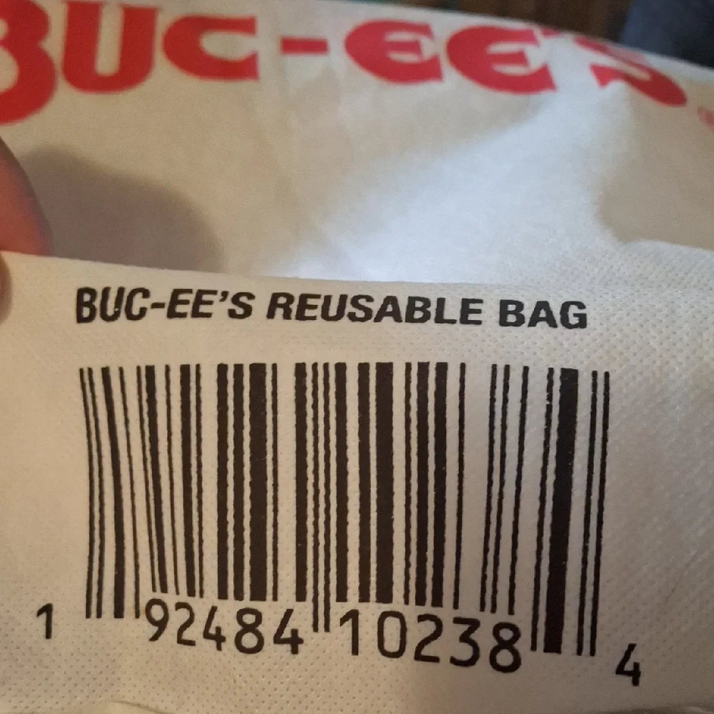Buc-ee's Canvas Tote Bag in Beige with Red Logo - Picture 2 of 3